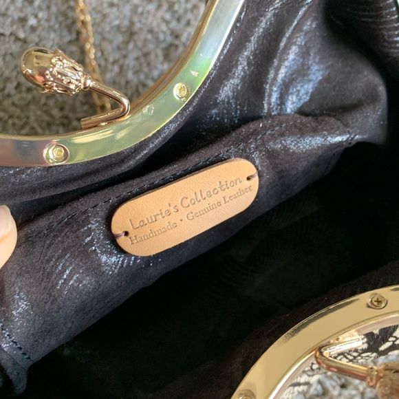 Handmade Real hair-on-horsehide Black Lace Print Kisslock Clutch/Crossbody - Picture 16 of 16